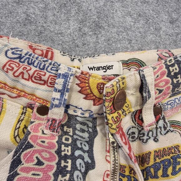 Wrangler x Free People‎ Jeans Womens 24 Wide Barrel Graphic Print High Rise Leg - Picture 5 of 16